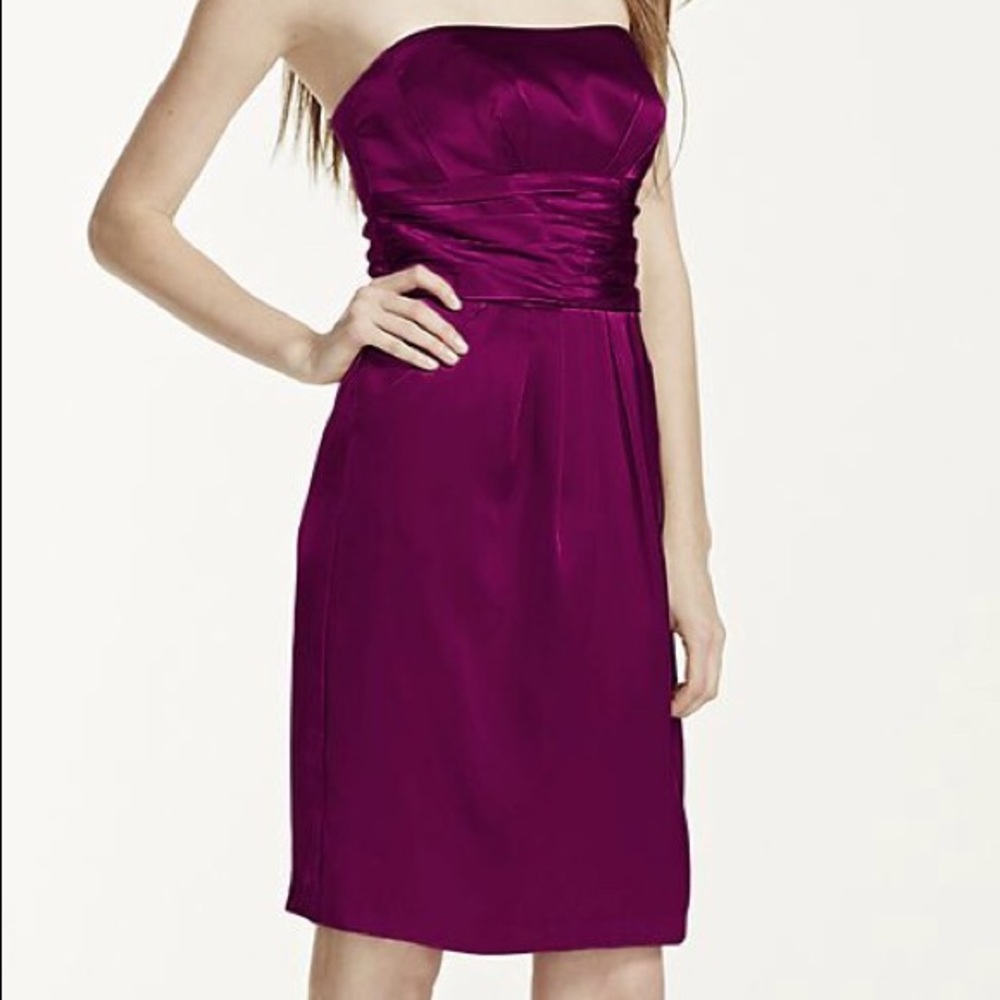 Strapless charmeuse bridesmaid dress, Sangria sz8